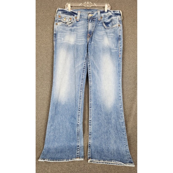 True Religion Billy Jeans Mens 38x33.5 Dragon Embroidered Pocket Bootcut Rare - Picture 1 of 12